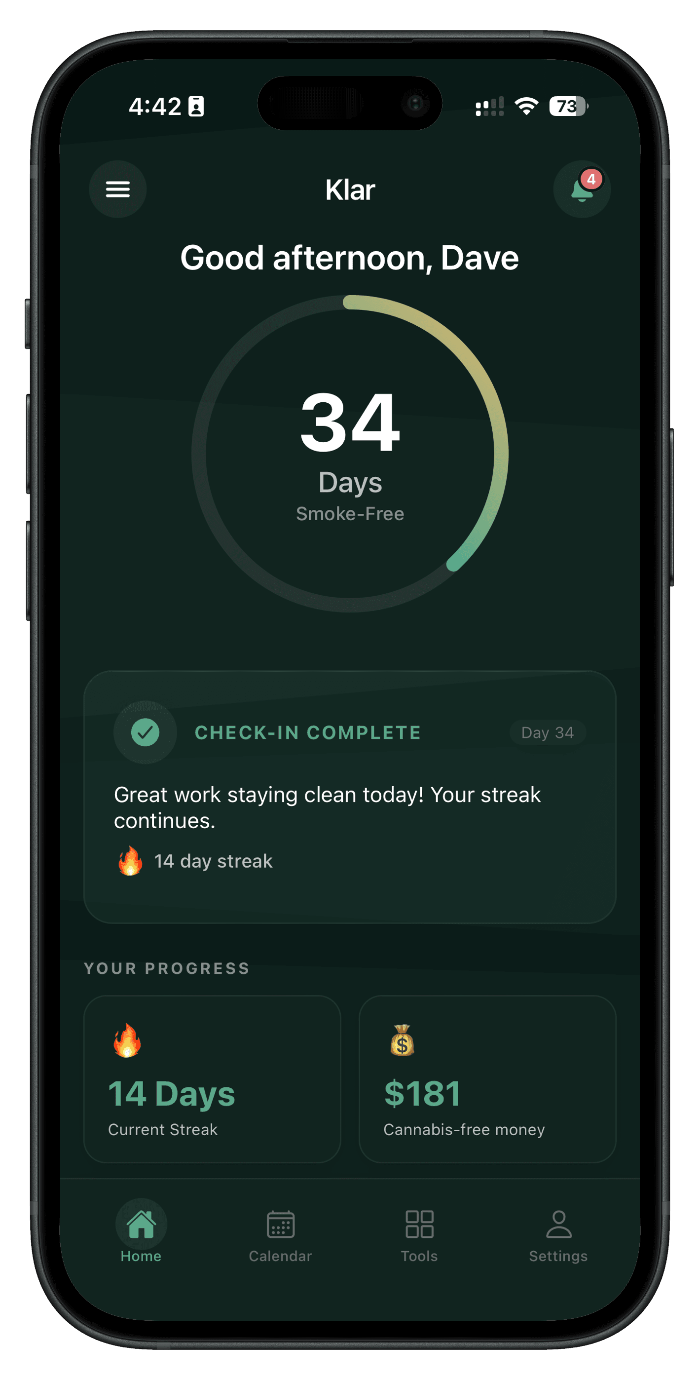 Klar App - Progress Dashboard